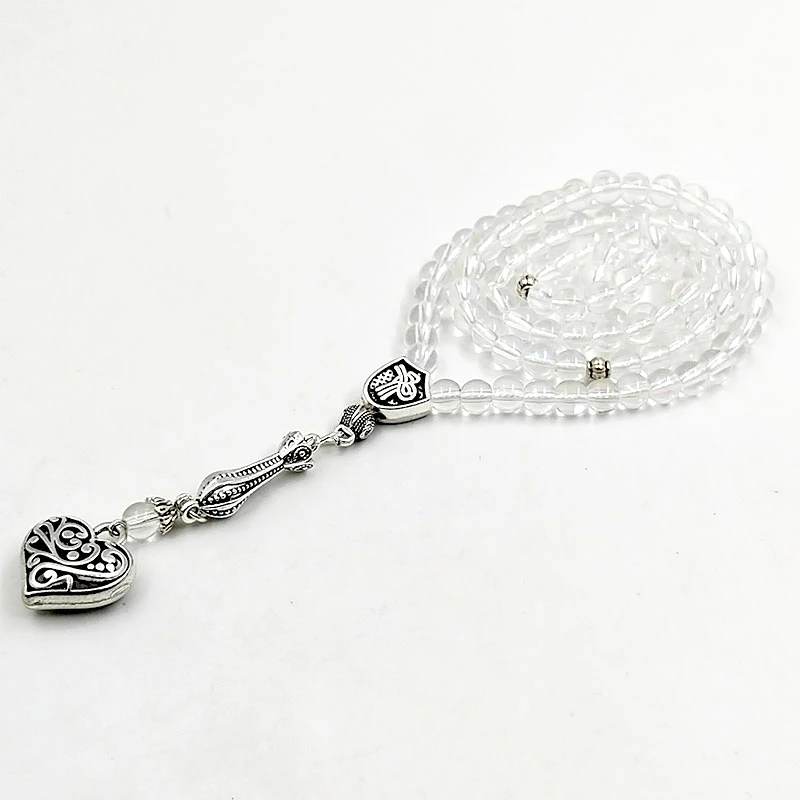 Белый кристаллический камень Tasbih 6 мм 99 молитвенные бусины мусульманский