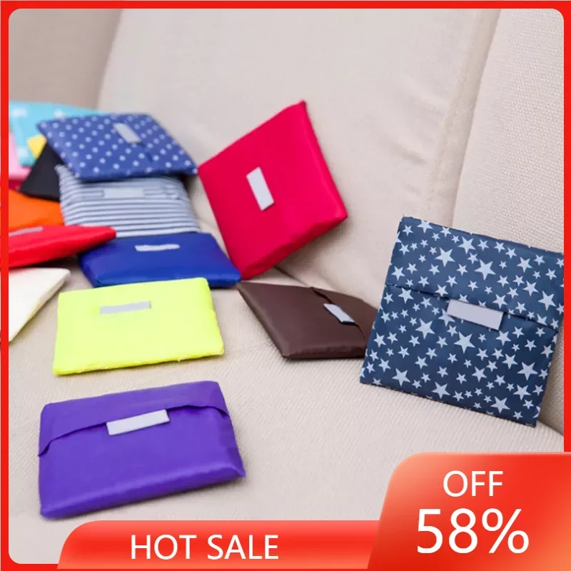 

Solid Color Foldable Shopping Bag Eco Reusable Tote Oxford Fabric Casual Large-capacity Shopping Bag Home Storage Bag Supplies