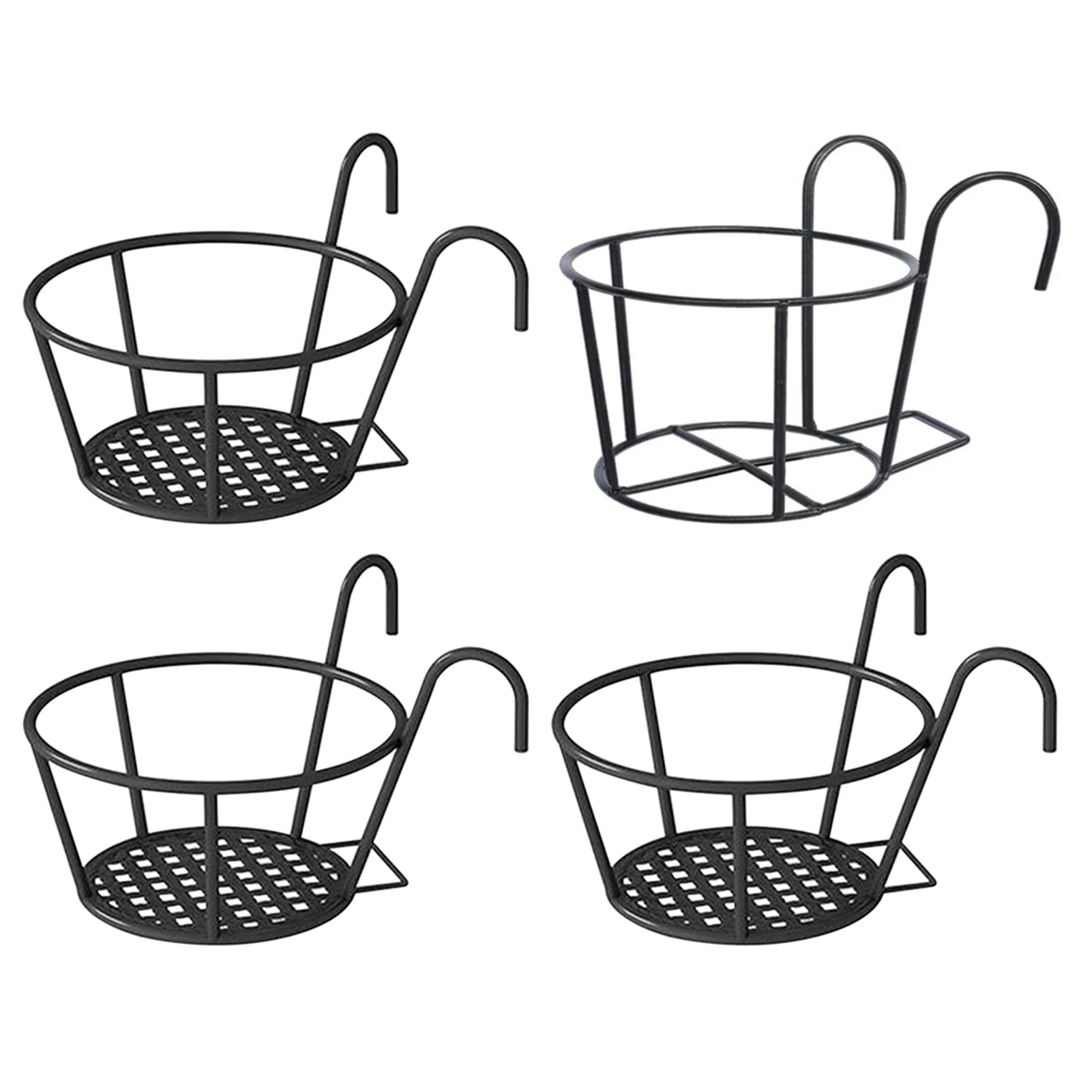 

4pcs Modern With Hooks Hanging Basket Desktop Living Room Iron Art Indoor Outdoor Patio Garden Bedroom Space Saving Plant Stand