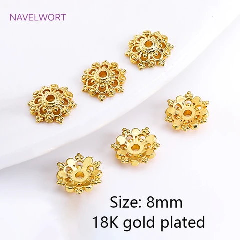 Золотые позолоченные колпачки для бусин NAVELWORT 30 шт
