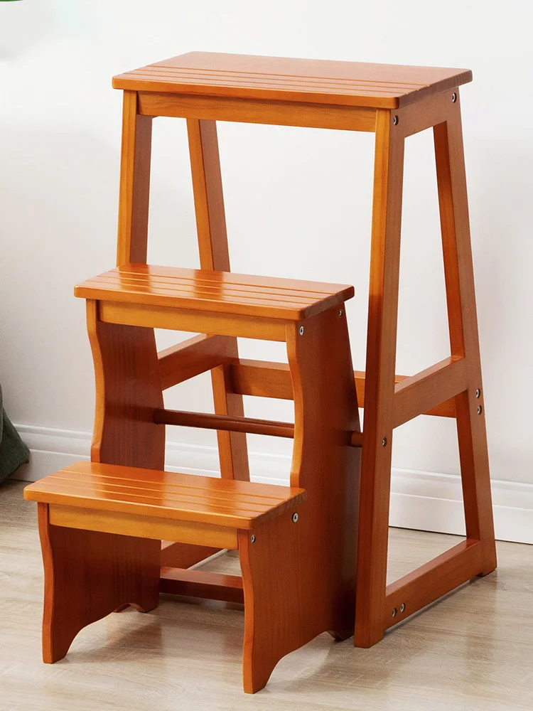 

Складной ступенчатый стул из массива дерева, домашний трехступенчатый подъемный стул, двухцелевое лестничное кресло для помещений, многофункциональная Педальная лестница