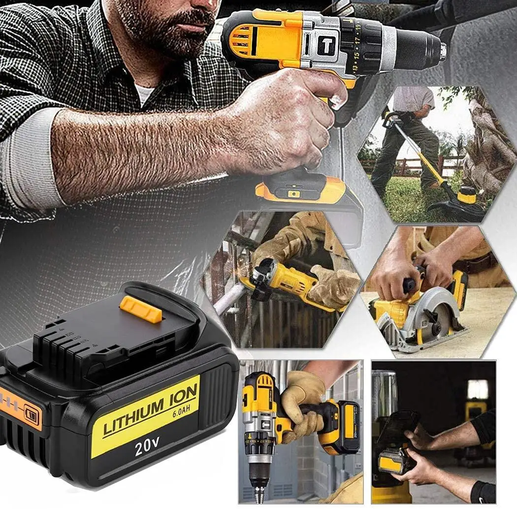 2022 New 18V 6.0Ah MAX XR 18650 Battery Power Tool Replacement for DeWalt DCB184 DCB181 DCB182 DCB200 20V 6A 18v Battery+Charger |