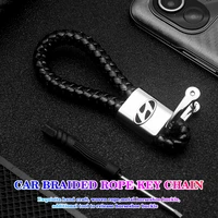 car leather keychains metal 360 degree rotating horseshoe buckle braided rope keyrings for hyundai ix35 ix25 ev elantra verna
