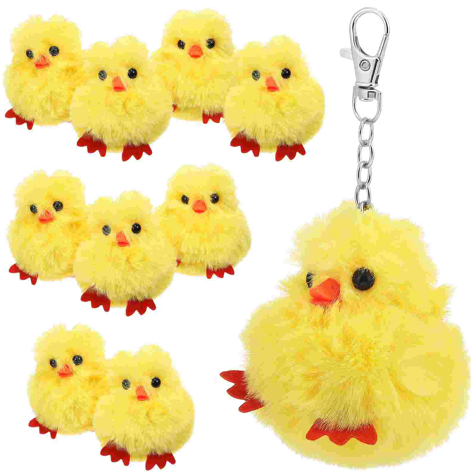 

10 Pcs Easter Ducks Key Fob Chain Bag Pendant Kawaii Keychain Cute Plush Keychains Animal Miss Car Decor