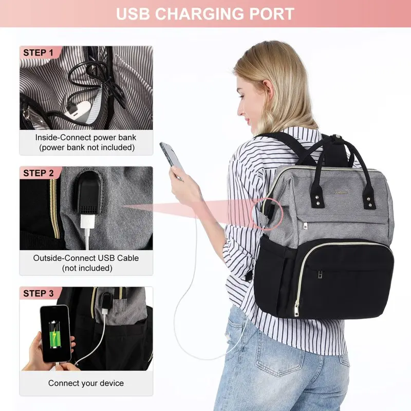 Laptop Backpack for Women,17inch Business Computer Bag Teacher Nurse Backpack Purse with Anti-Thief Pocket, Larger Waterproof Tr