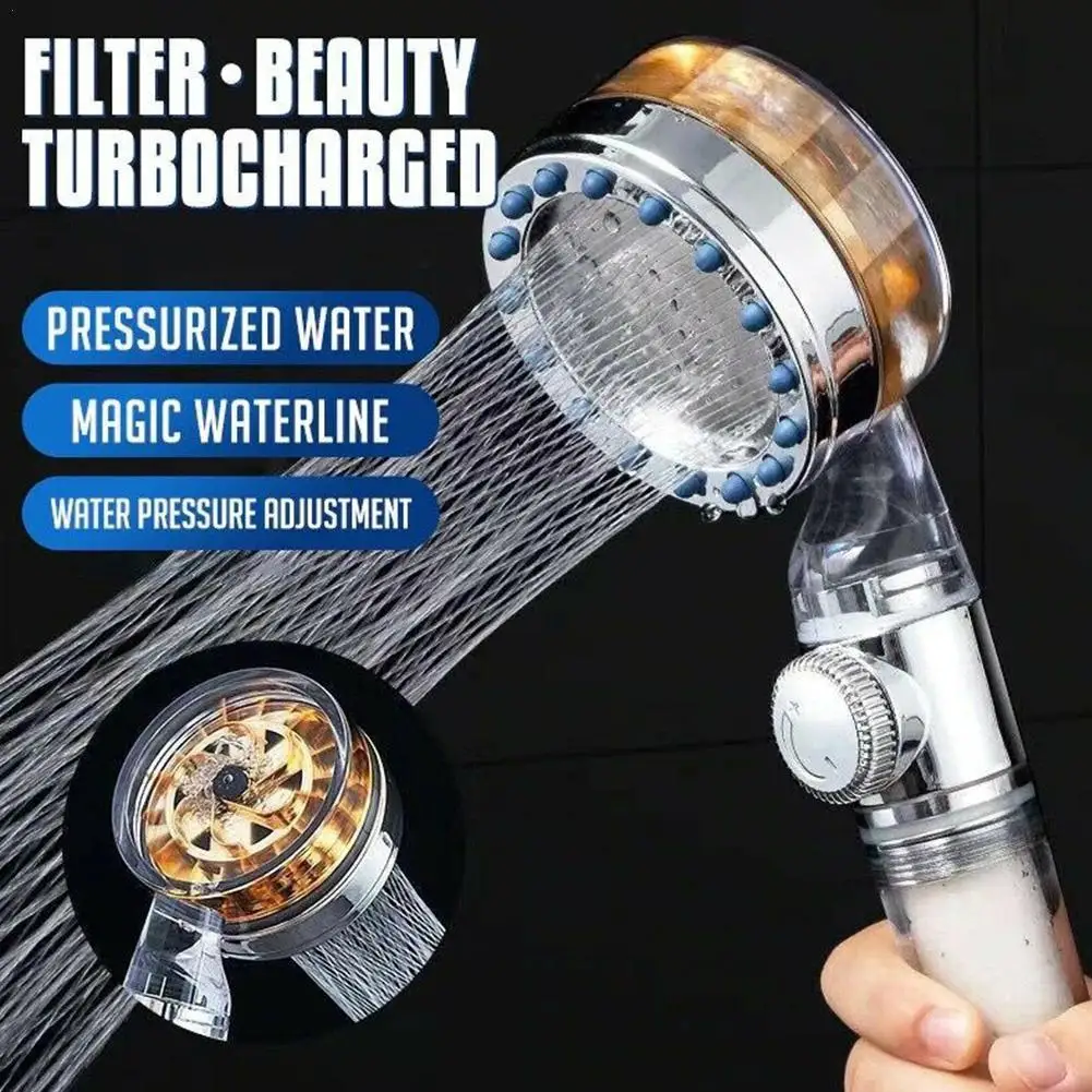 

2022 Pressurized Nozzle Turbo Shower Head One-Key Stop Water Saving High Pressure Shower Head Magic Water Line Bathroom Accessor