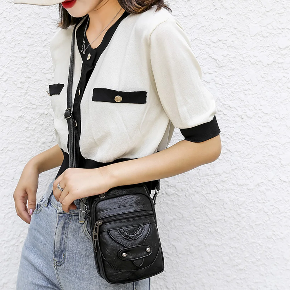 

Женская винтажная однотонная сумка через плечо на молнии, Женский мини-кошелек из мягкой искусственной кожи