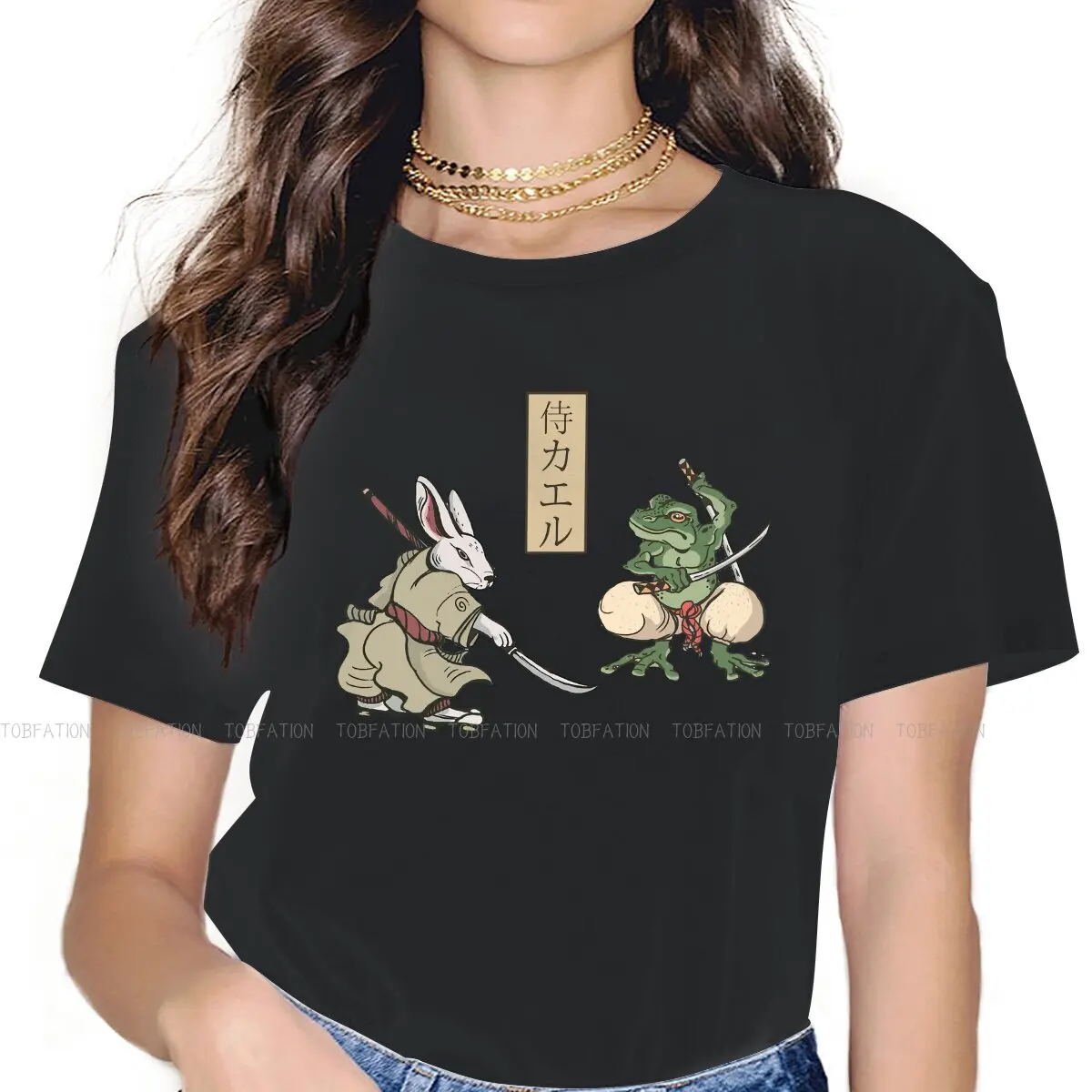 

Cute Animal Funny Frog Women Tshirts Samurai Rabbit The Usagi Chronicles Grunge Vintage Female Loose Cotton Graphic Short Sleeve