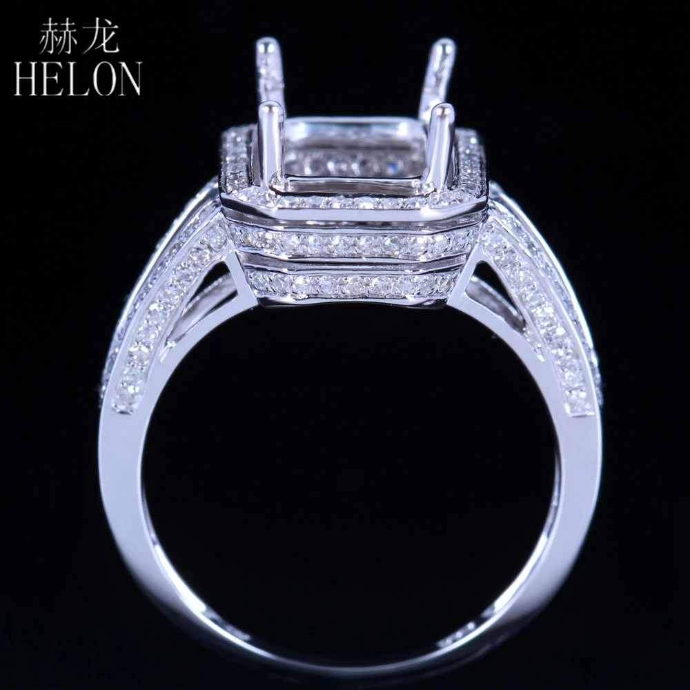 HELON 11x7 мм изумрудная огранка Твердое 14 к 10 белое золото натуральные бриллианты