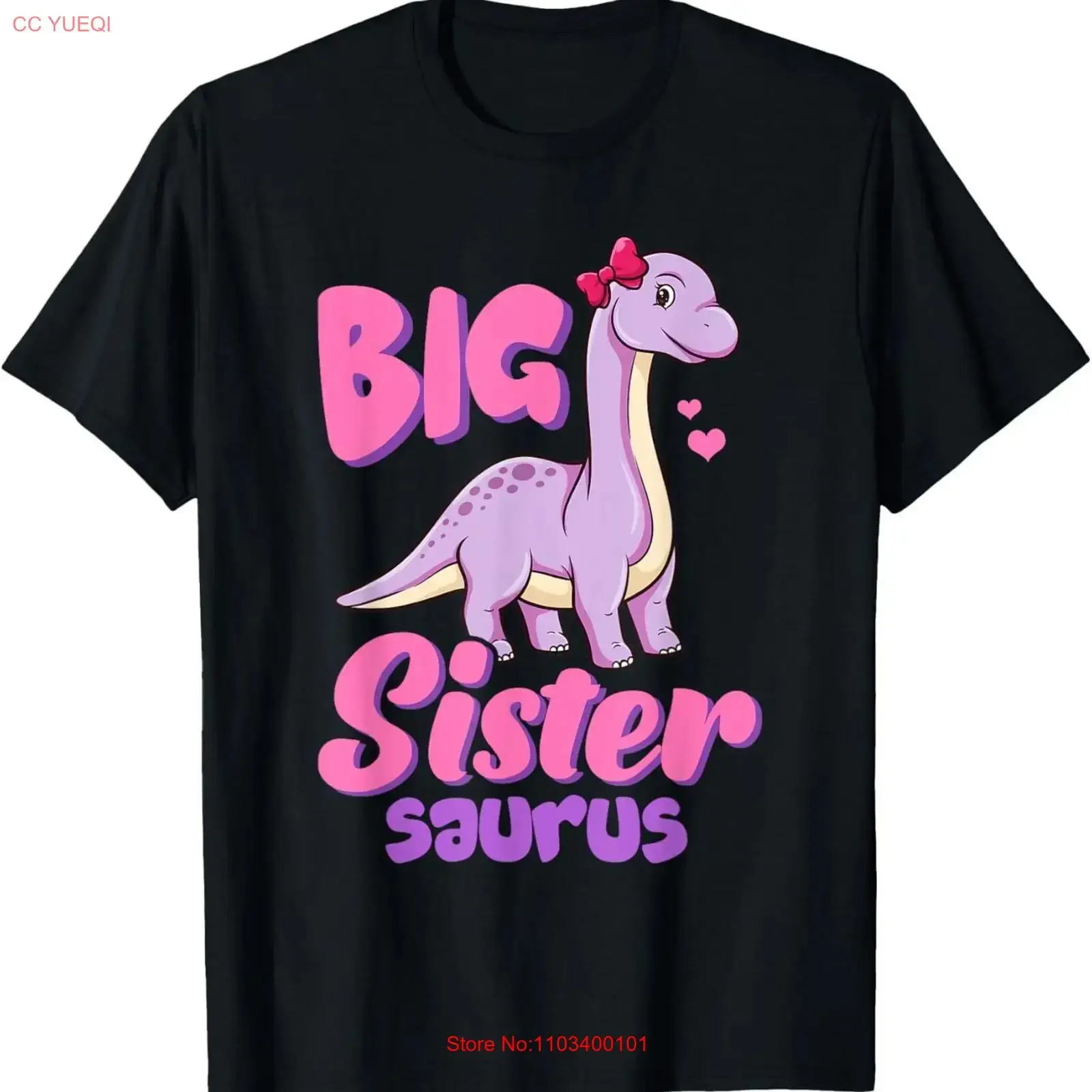 Фото Забавная милая футболка Big Sister Saurus Dinosaur Girl, винтажная, мягкая, удобная, для повседневной носки, унисекс, в стиле стритвир №1