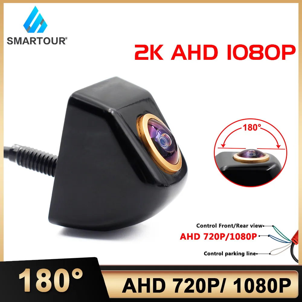 

Объектив Smartour «рыбий глаз», AHD 1080P, 2K, металлический корпус, черная Автомобильная камера заднего вида, HD камера ночного видения, AHD Передняя ав...