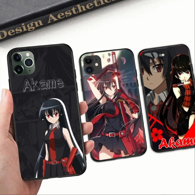 Anime Akame GA Kill Phone Case for iPhone 14 13 12 11 XS X 8 7 6 Plus Mini Pro Max SE 2022 Black Soft Phone Cover Funda
