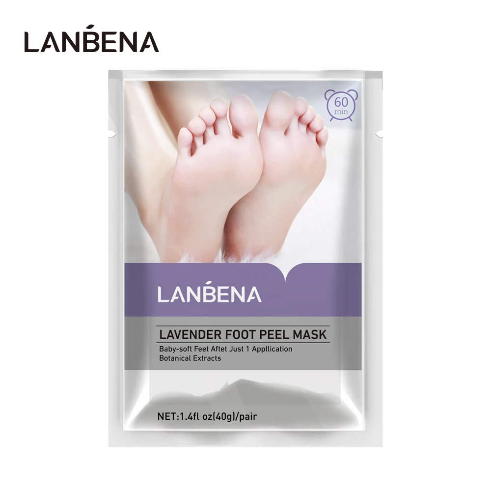 

LANBENA Lavender Foot Peel Mask Exfoliating Feet Peeling Patches Pedicure Foot Care Mask Remove Dead Skin Cuticles Heel One Pair