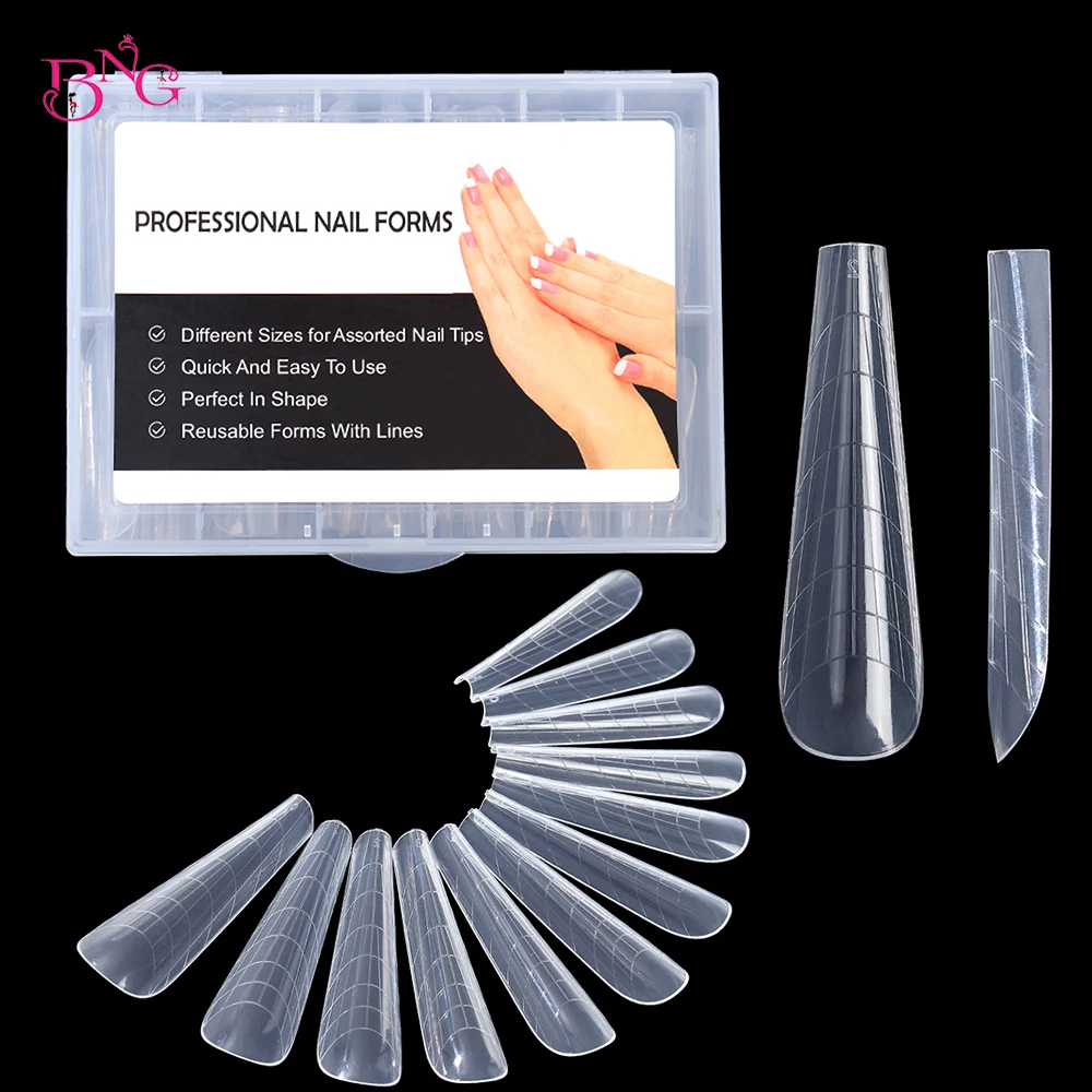 

120Pcs Dual Forms Full Cover Nail Tips Upper Arched Extension Mold Acrylic Top Form for Nail Poly UV Gel Quick Building