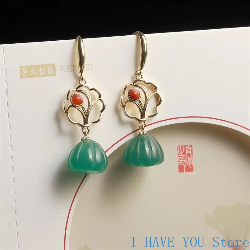 

Jade Donut Earrings for Women Stone Luxury Designer Carved 925 Silver Talismans Amulet Amulets Jewelry Gift Gifts Natural