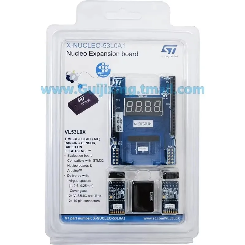 Комплект разработки UCLEO-53L0A1 содержит датчики дальности X-NUCLEO-53L0A1 и NUCLEO-F401RE VL53L0X.