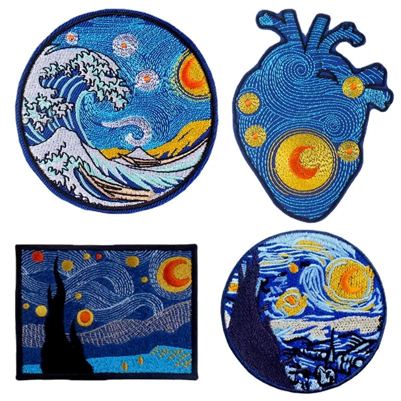 Патч для одежды вышитые патчи полосы Картина Ван Гога патч наклейки на одежду -