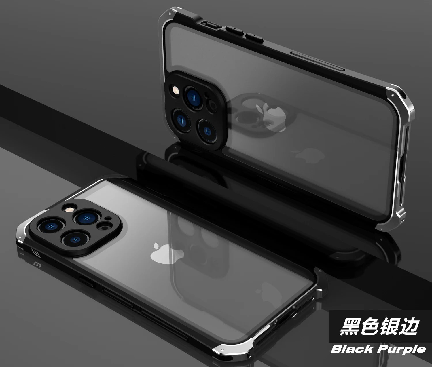 Luxury Shockproof Element Metal Glass Case For iPhone 13 12 11 Pro xs Max X XR 7 8 Plus Hard Aluminium Hybrid Plastic Back Cover