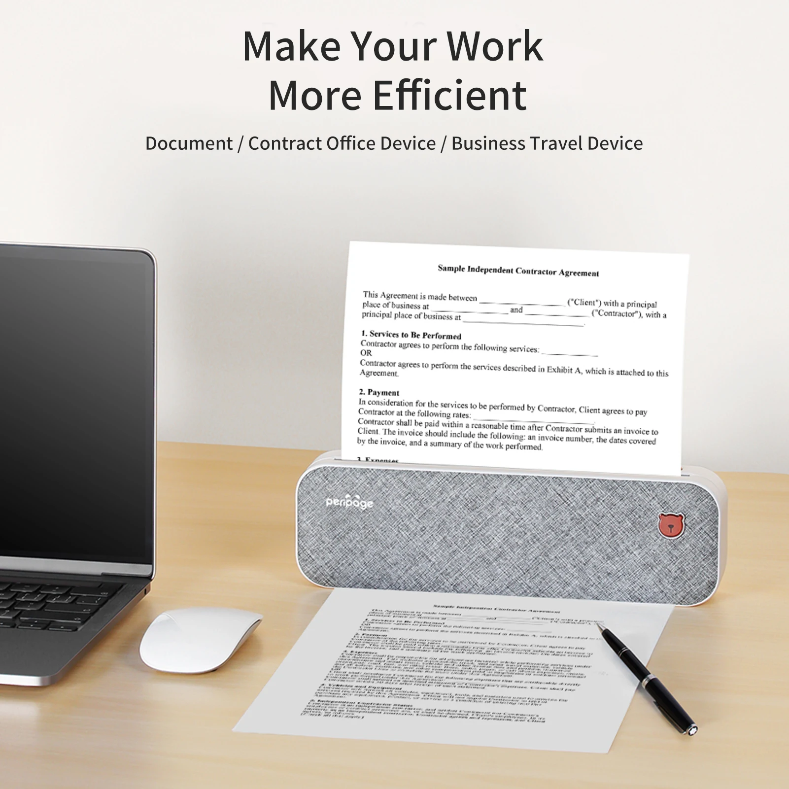

PeriPage Portable A4 Document Printer USB Bluetooth Wireless Thermal Transfer Mini Print Mobile Printer Hand Account Printing