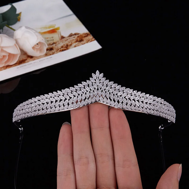 

Simple High-End Hair Accessories Bridal Wedding Headdress Zircon Crown Cross-Border Sold Jewelry Wedding Accessories Crown