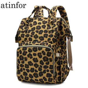 Сумка-рюкзак для мам с леопардовым принтом