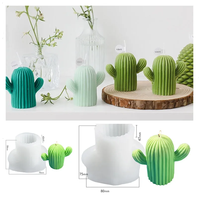 

Cactus Aromatherapy Candle Silicone Mold Simulation Succulent Ornament Candle Plaster Mold DIY Candle Making Supplies Cake Decor