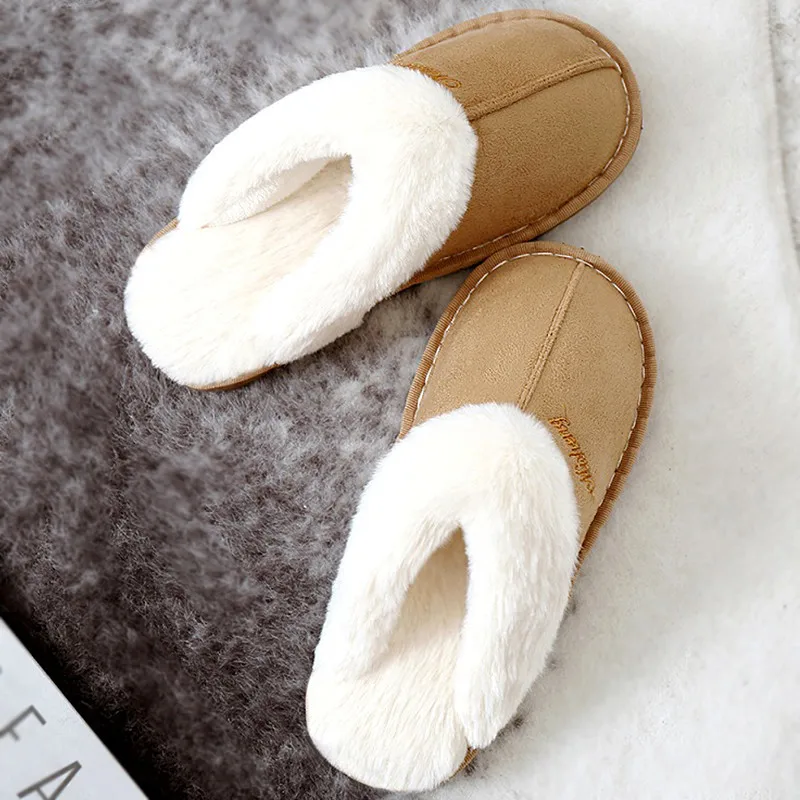 Original Winter Slippers Furry Warm Home Men Flat Slipper Light Soft Comfortable Women's Cotton Shoes 2022 Indoor Plush Slippers