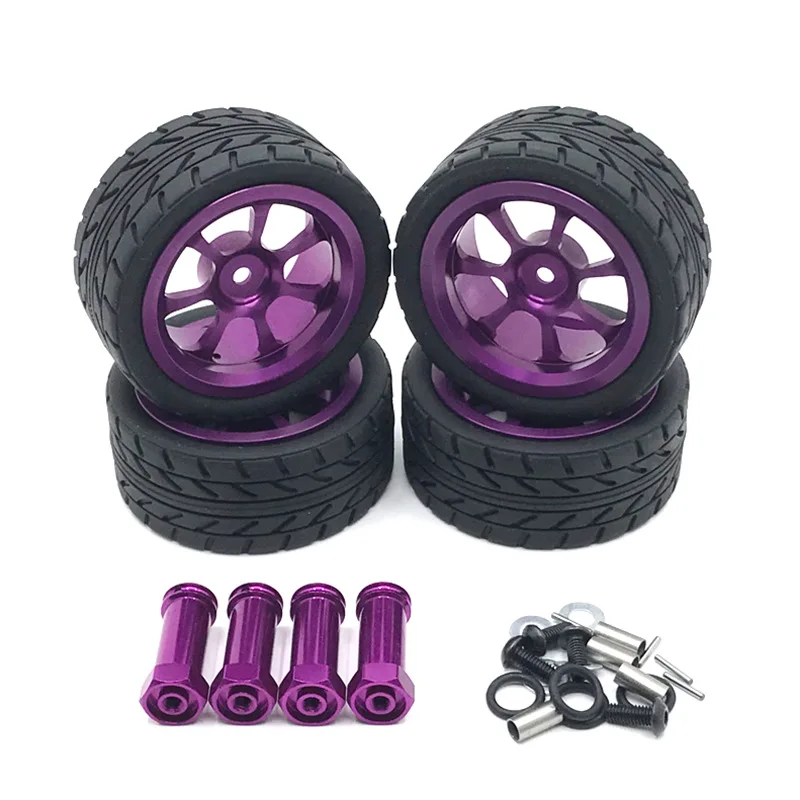

65mm Metal Wheel Rim Tires Tyres with 12mm Lengthened Adapter for Wltoys 144001 A959 A959-B 124019 124018 RC Car Parts
