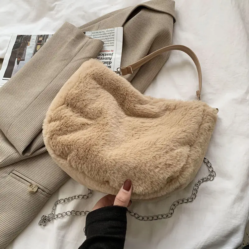 

Fall/winter 2022 New Plush Shoulder Bag Korean Cute Online Celebrity Portable Underarm Bag Joker Slung Handbag Messenger Fluffy