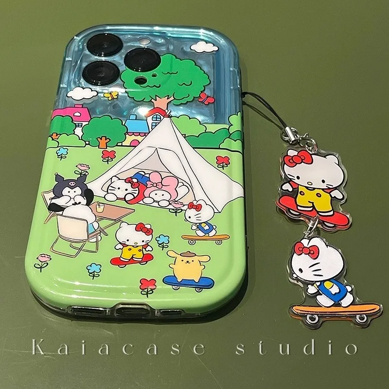 

Kawaii Sanrio Hello Kitty Anime Cartoon Cute Phone Case for Iphone 11/12/13/14Por Max All Inclusive Soft Adhesive Phone Case