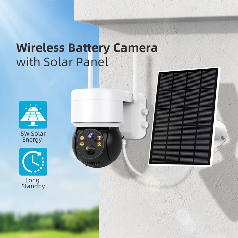 

Solar Camera Wall Hanging Waterproof Night Vision Hd 2mp Voice Alarm Smart Home Surveillance Cameras 4600ma Ir Wifi Camera