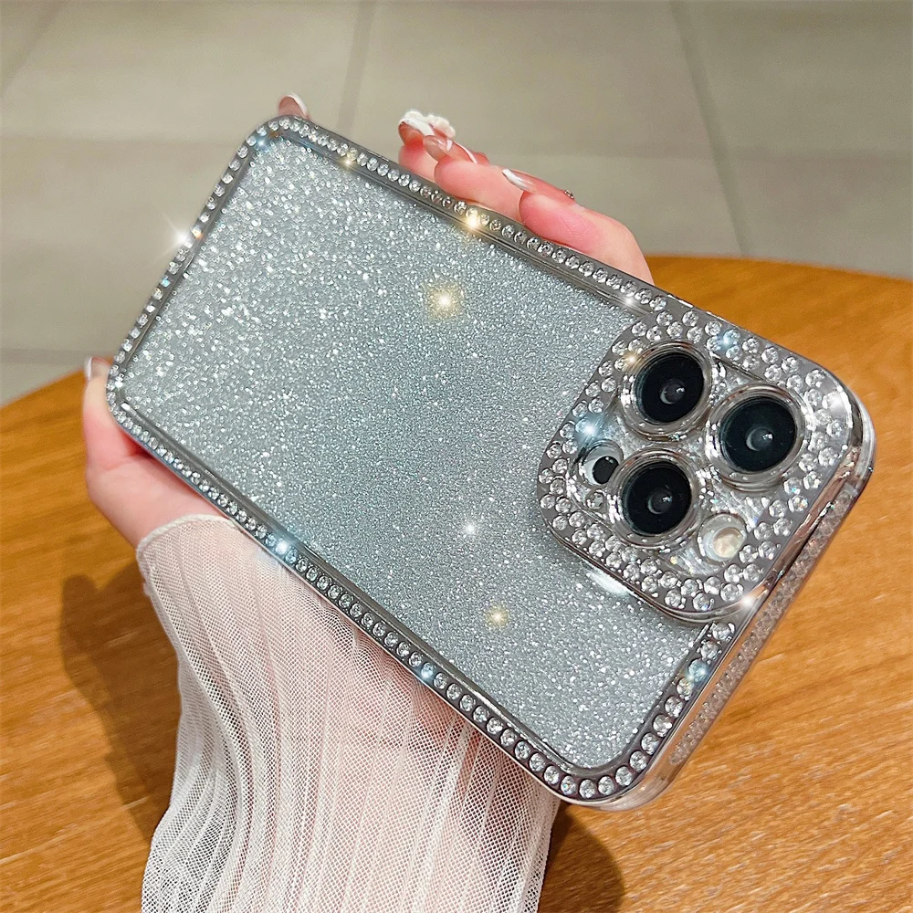 

USLION Luxury Diamond Sparkle Phone Protection Cases For iPhone 14Plus 11 12 13 14 Pro Max Gradient Glitter Soft TPU Back Cover