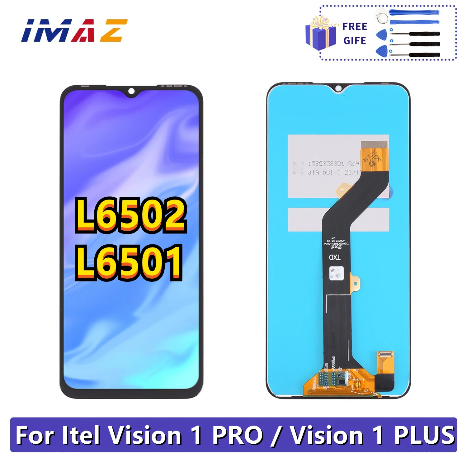 Black 6.6 ” For ITEL VISION 1 PRO L6502 / Vision 1 PLUS L6501 LCD Display Touch Screen Digitizer Assembly For ITEL S16 W6502
