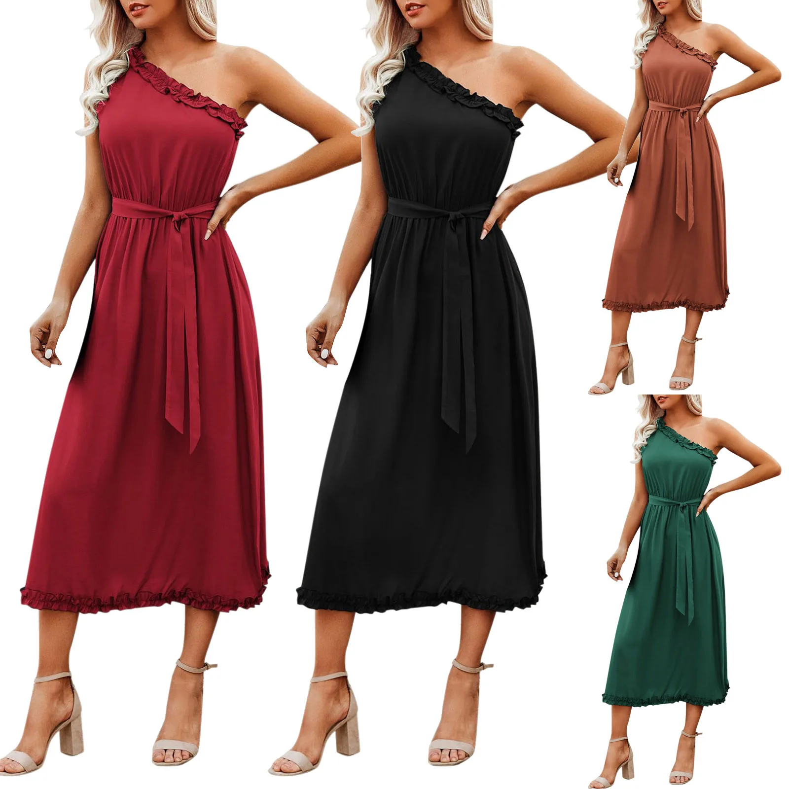 

Женские летние платья на одно плечо, облегающие коктейльные платья без рукавов, вечерние платья, длинное платье миди