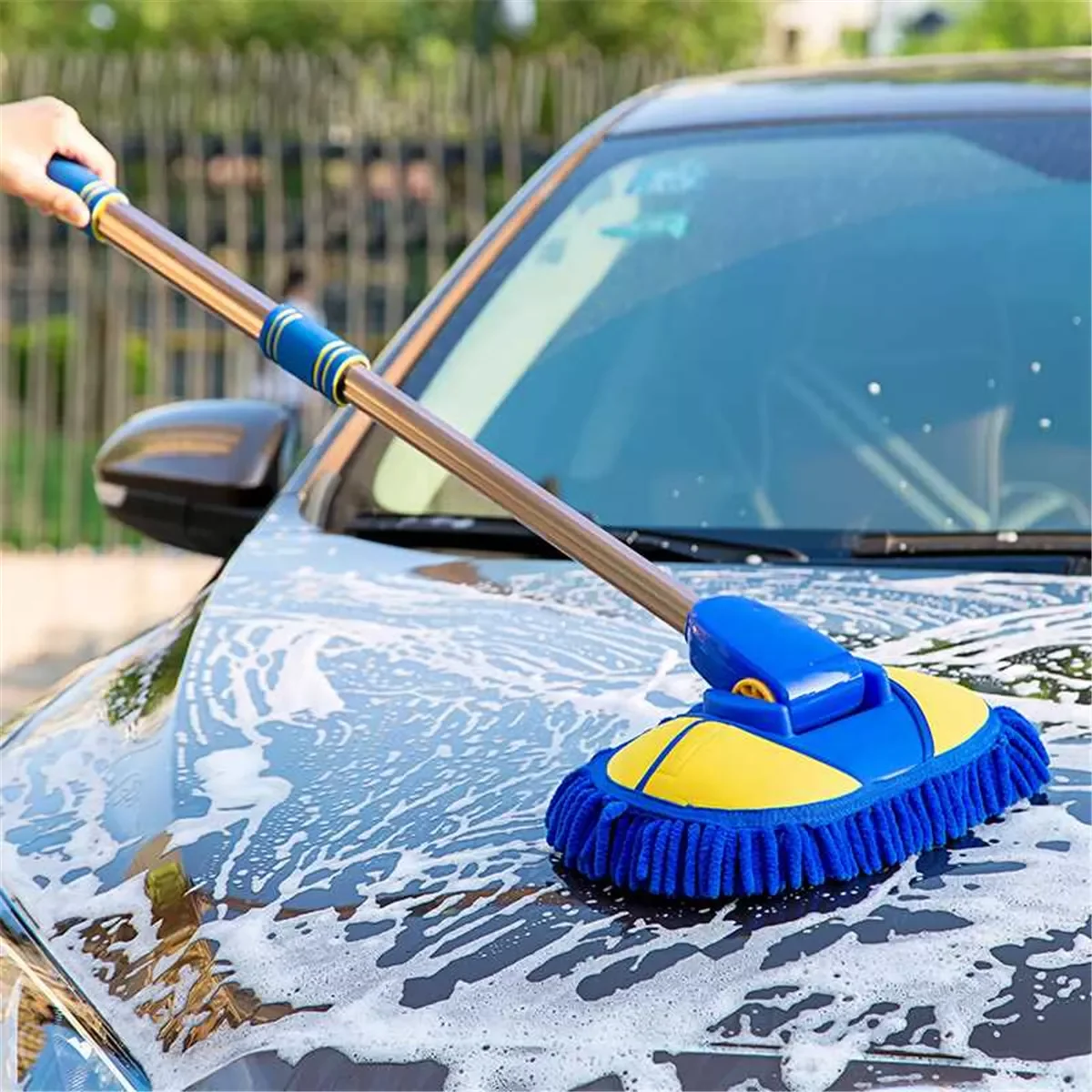 

Car Adjustable Telescopic Wash Towel Chenille Mop Wiping Soft Cleaning Brush Broom Auto Goods Glass Accessories