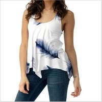 super thin cool summer women shirt feather painting t shirt abstract print round neck basic vintage tops loose plus size