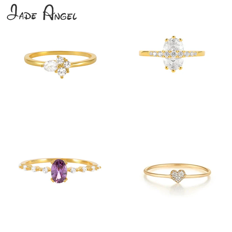 

JADE ANGEL Synthetic Cubic Zircon 925 Sterling Silver Ring Originality Version Ring Set for Women and Girls Jewelry Accessories