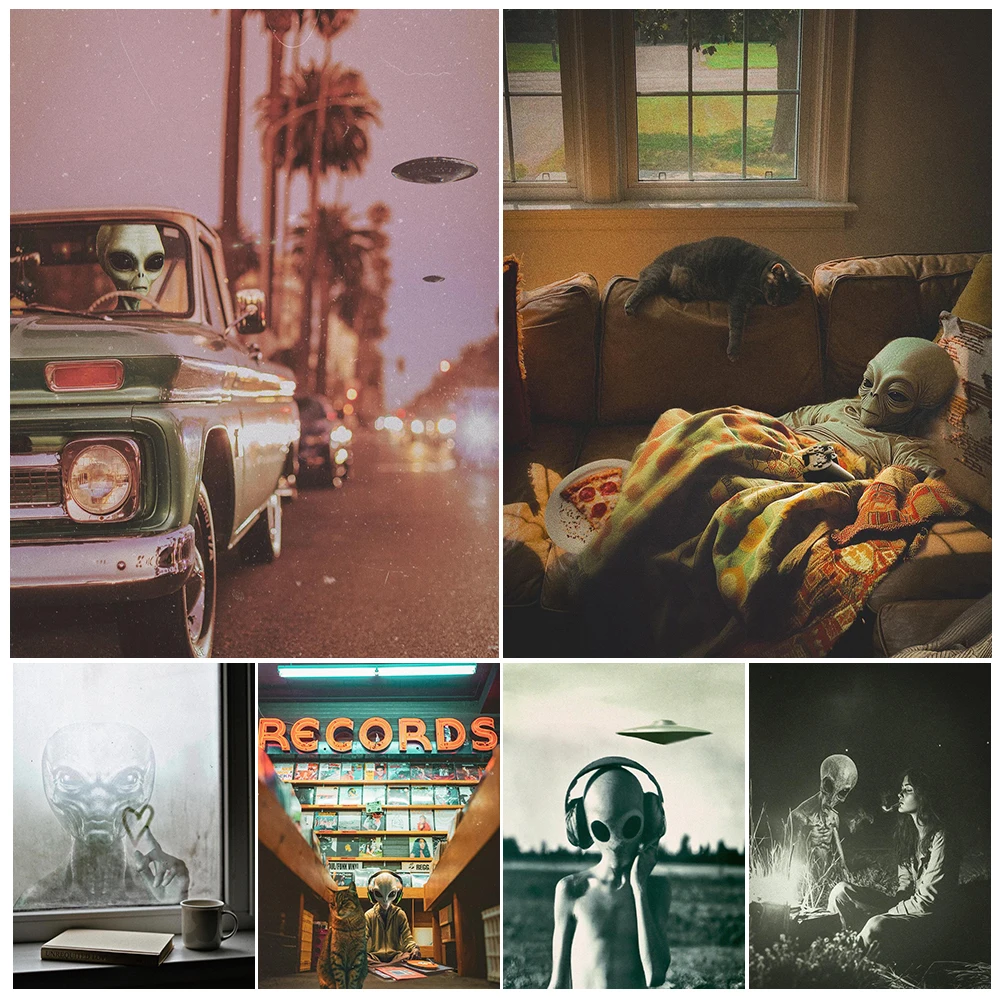 Инопланетяны занимают сонм Готическая художественная печать плаката слушает