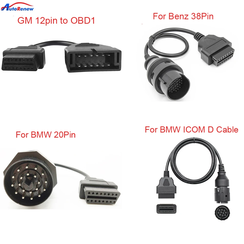 

High Quality Full 38pin to 16pin OBD2 Adapter for BENZ OBD2 12 Pin Female Connector For G--M 20Pin OBD2 Extension Cable Tool