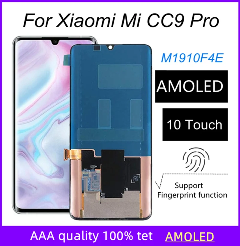 

6.47" AMOLED For Xiaomi MI Note 10 note10 Pro M1910F4E Display Touch Panel Screen Digitizer For Xiaomi note10 cc9 pro lcd