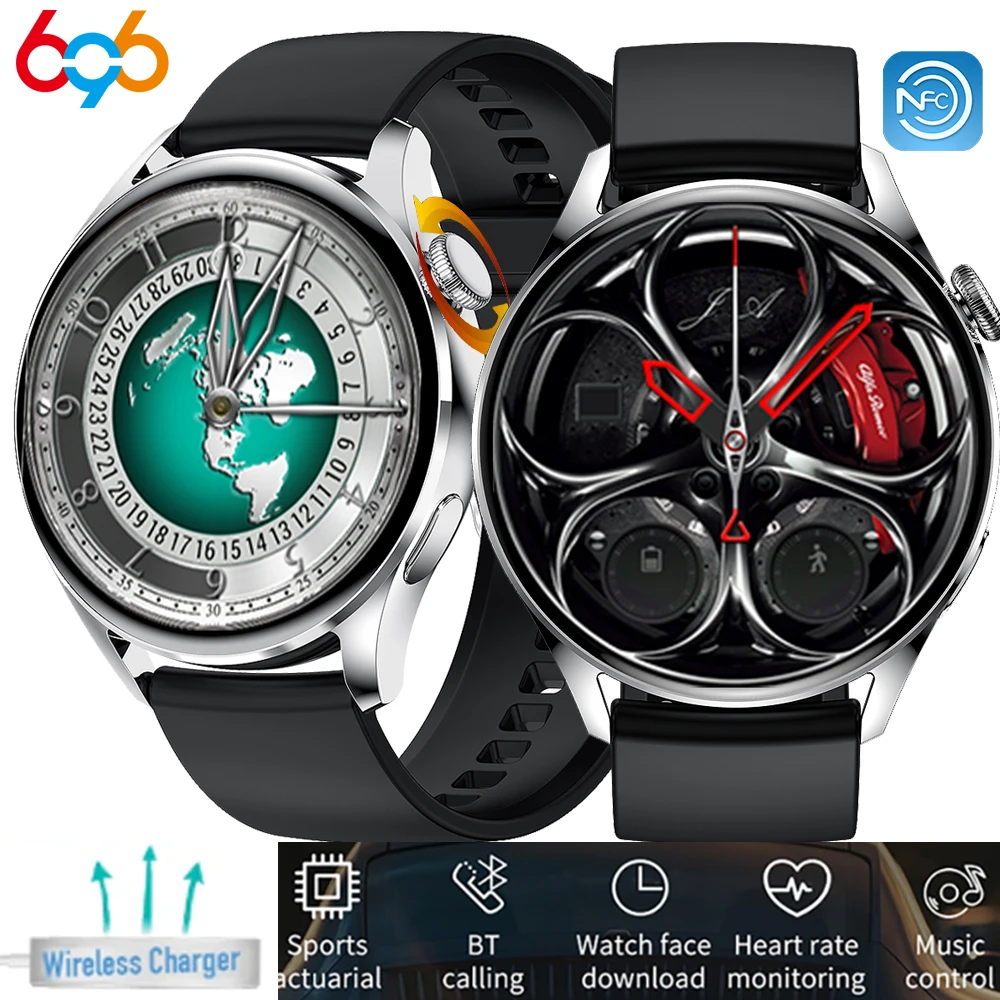 New 1.32&quot Smart Watch Men Heart Rate Blue Tooth Call Sport Tracker Wireless Charging NFC Women Music Voice Assistant Smartwatch