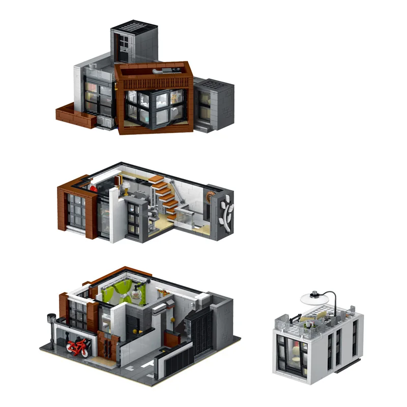 MOC-87366 современная модель конструктора виллы совместимая с Lego Street View модульный