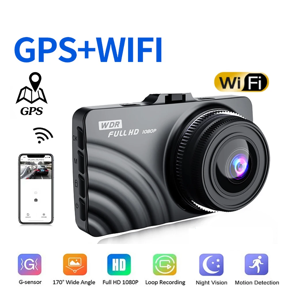 

Car DVR WiFi 3.0" Full HD 1080P Dash Cam Rear View Camera Parking Monitor Video Recorder Night Vision Auto Dashcam GPS Black Box