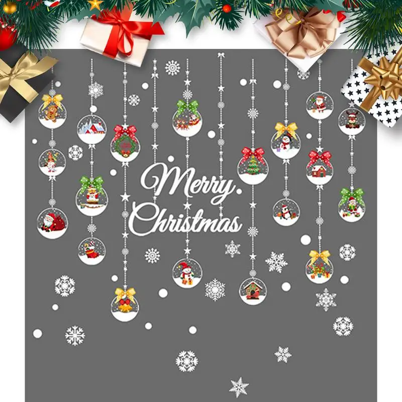 

Christmas Wall Clings Merry Christmas Cute Cartoon Window Stickers Wall Art Santa Claus Snowflake Window Decals For Home Decor