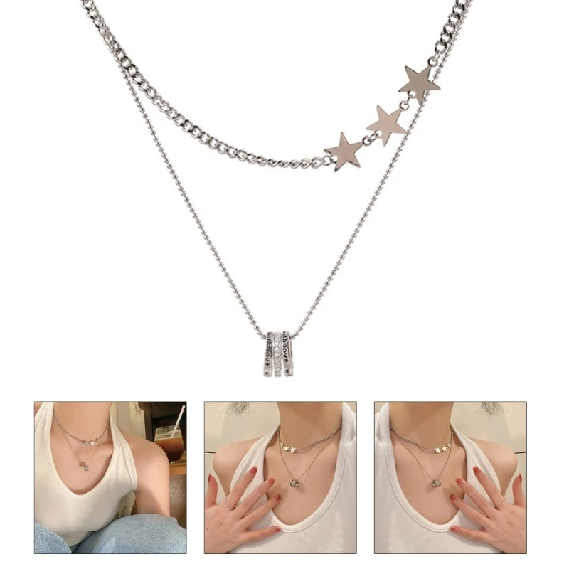 

Sweet Five-pointed Circle Choker Necklace Party Neck Jewelry for Women