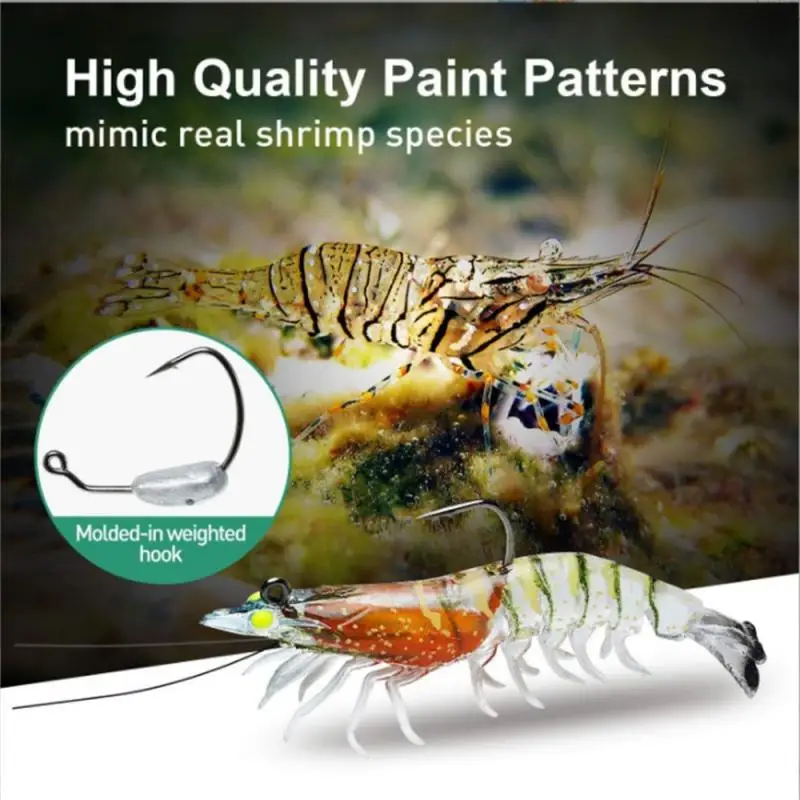 

Eo Luminous Wooden Shrimp Squid Hook Fake Bait 5g Bait Luminescent Soft Bait Reed Bud Shrimp Bait 1 Piece Of Whopper Popple Bait