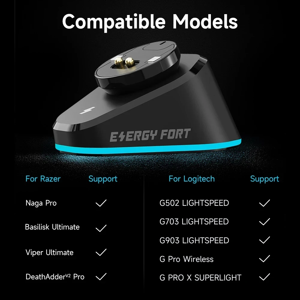 Беспроводное зарядное устройство для мыши Logitech G Pro X Superlight G502 lightspeed Razer DeathAdder V2 Naga