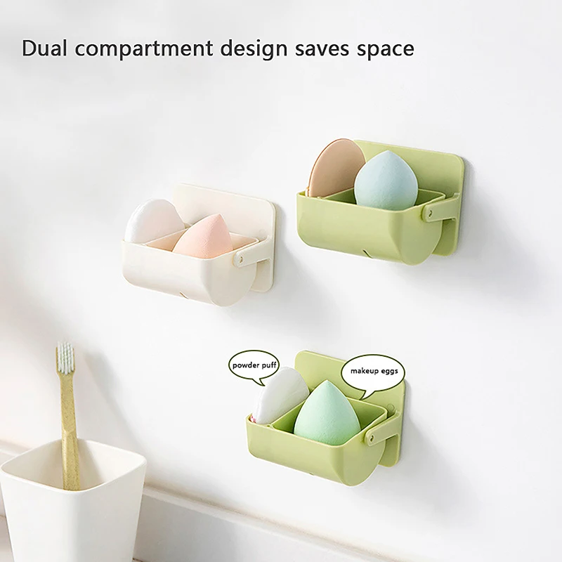 Wall Mounted Makeup Blender Rack Makeup Sponge Powder Puff Storage Holder Desk Bracket Drying Stand Cosmetic Organiser