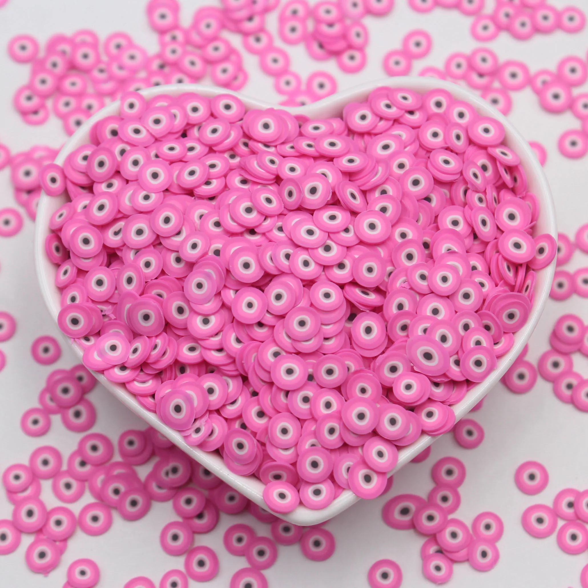 

100 г/партия, блестящие розовые кусочки глины от сглаза, 5 мм