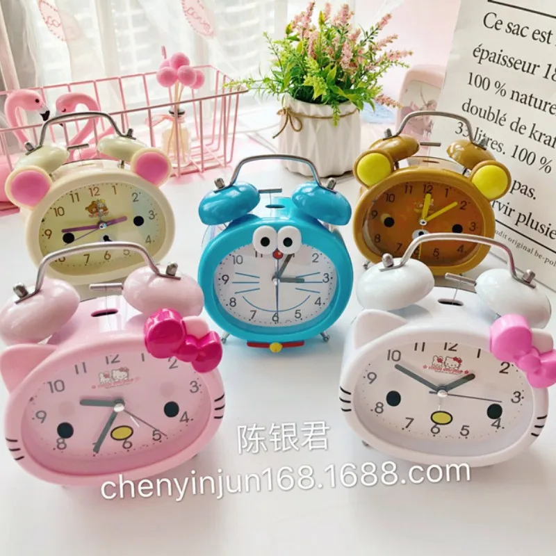 

Kawaii Sanrioed Anime Cartoon series Cat Silence Alarm Clock Dingdang Face Ring Clock Easy Bear Time Alarm Clock Silence